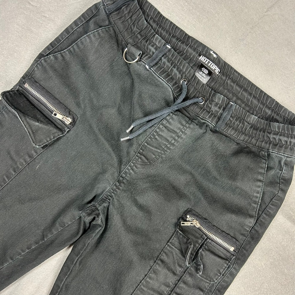 Hot Topic Cargo Pants Zipper Pocket Goth Punk Mens M Black